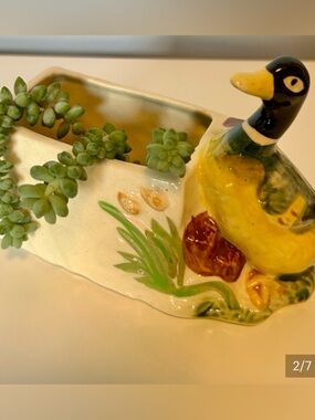 Vintage Ceramic Duck Planter Japan Style 
Cottagecore Farmhouse Decor
